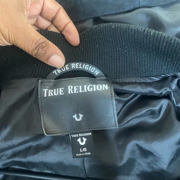 Mens True Religion Jacket Wit Hood Black & Silver Size Large - Picture 5 of 9